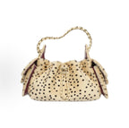 Mini 25 Drawstring Bag Dalmatian Spotted Mink Fur Gold Hardware