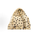 Mini 25 Drawstring Bag Dalmatian Spotted Mink Fur Gold Hardware