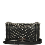 Medium Boy Bag Black Pearl Chevron Calfskin Silver Hardware