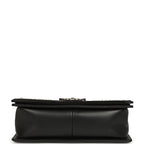 Medium Boy Bag Black Pearl Chevron Calfskin Silver Hardware