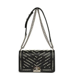 Medium Boy Bag Black Pearl Chevron Calfskin Silver Hardware