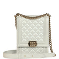 North South Boy Bag Light Grey Iridescent Calfskin Light Gold Hardware