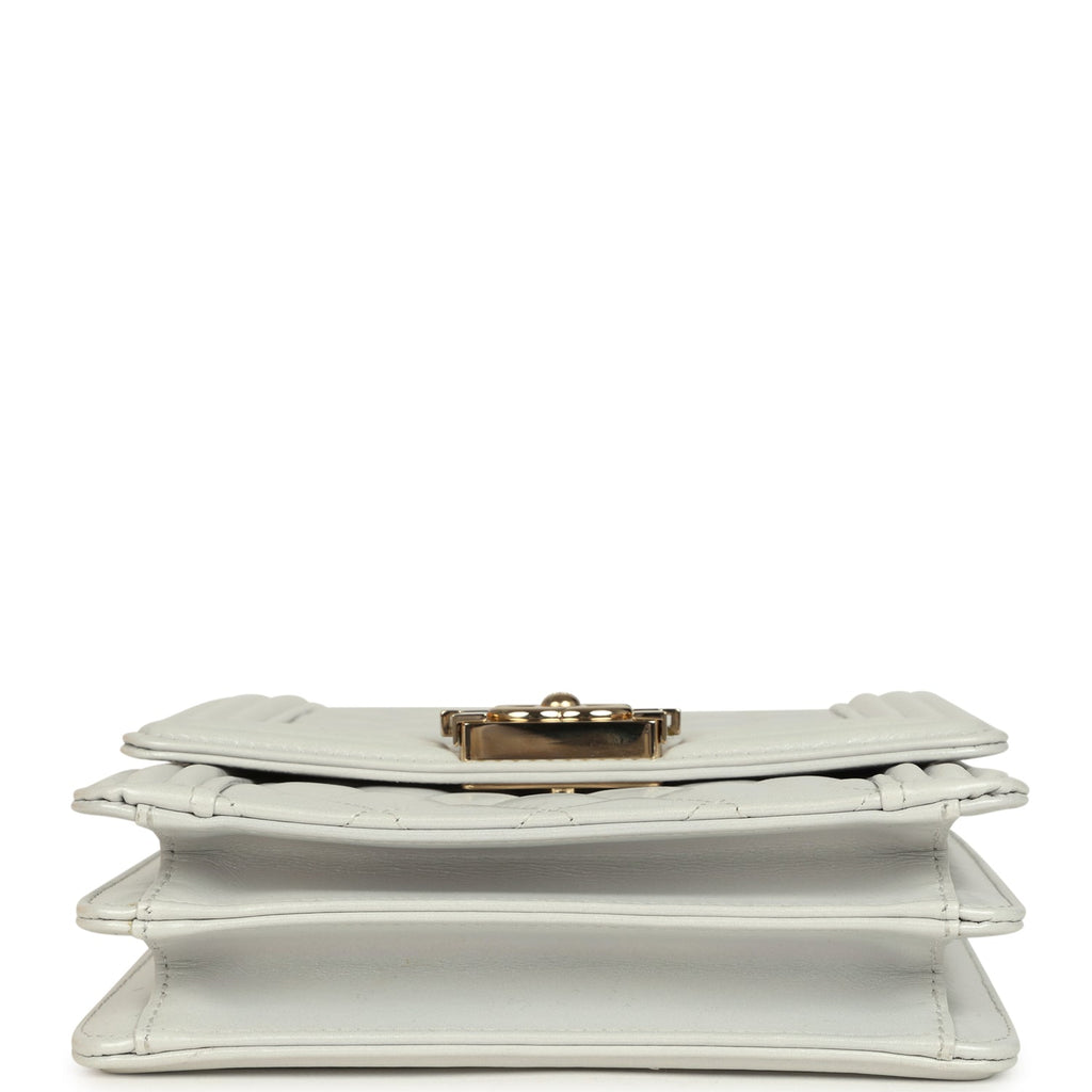North South Boy Bag Light Grey Iridescent Calfskin Light Gold Hardware