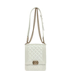 North South Boy Bag Light Grey Iridescent Calfskin Light Gold Hardware