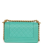Small Boy Bag Turquoise Lambskin Antique Gold Hardware