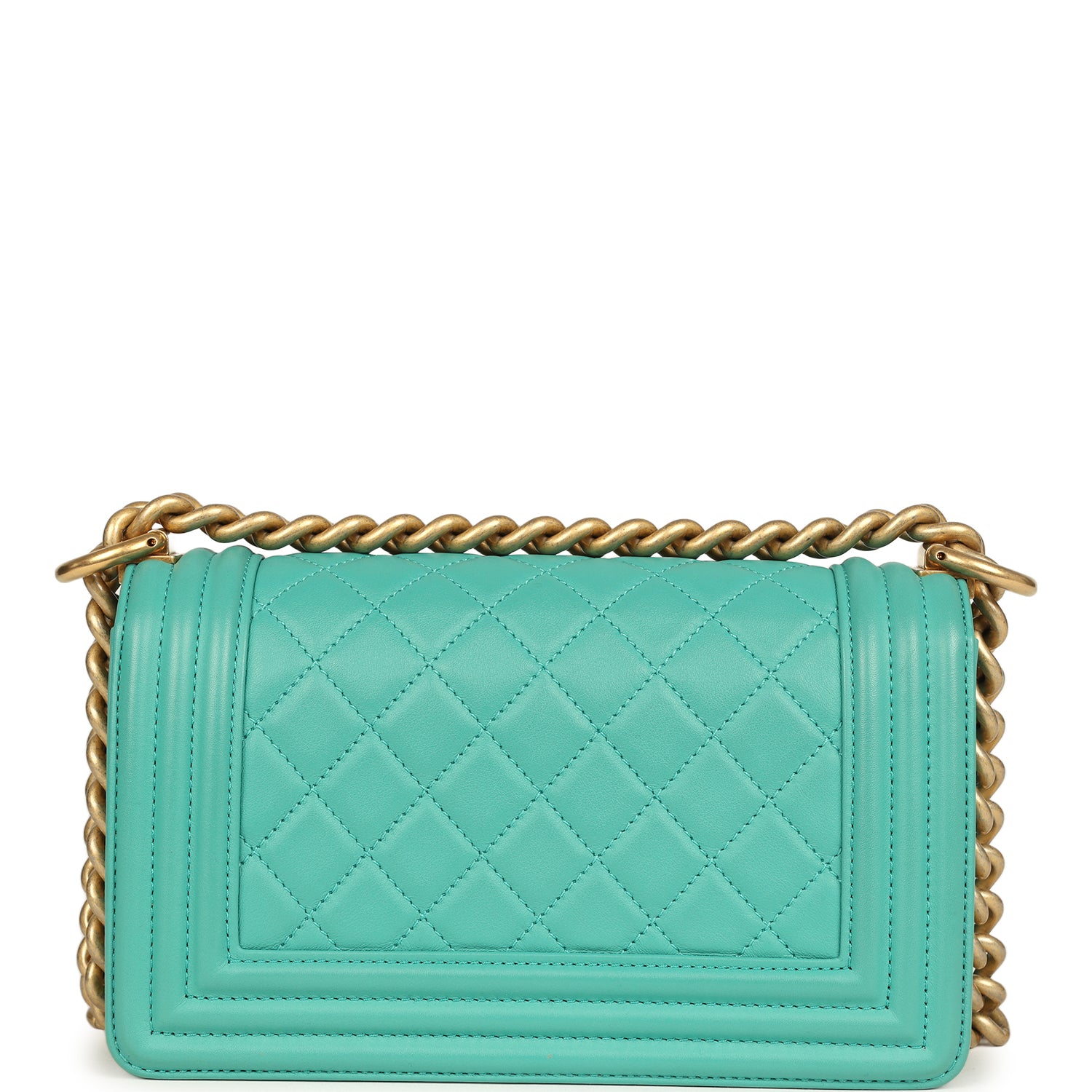 Small Boy Bag Turquoise Lambskin Antique Gold Hardware