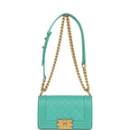 Small Boy Bag Turquoise Lambskin Antique Gold Hardware