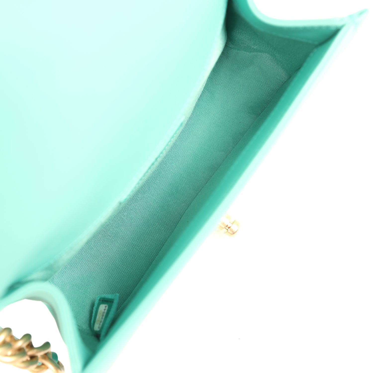 Small Boy Bag Turquoise Lambskin Antique Gold Hardware