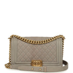 Medium Boy Bag Taupe Caviar Antique Gold Hardware