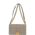 Medium Boy Bag Taupe Caviar Antique Gold Hardware