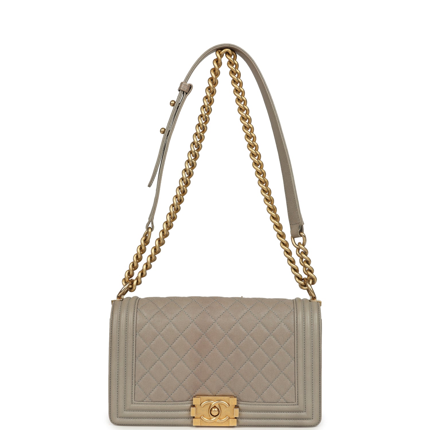 Medium Boy Bag Taupe Caviar Antique Gold Hardware