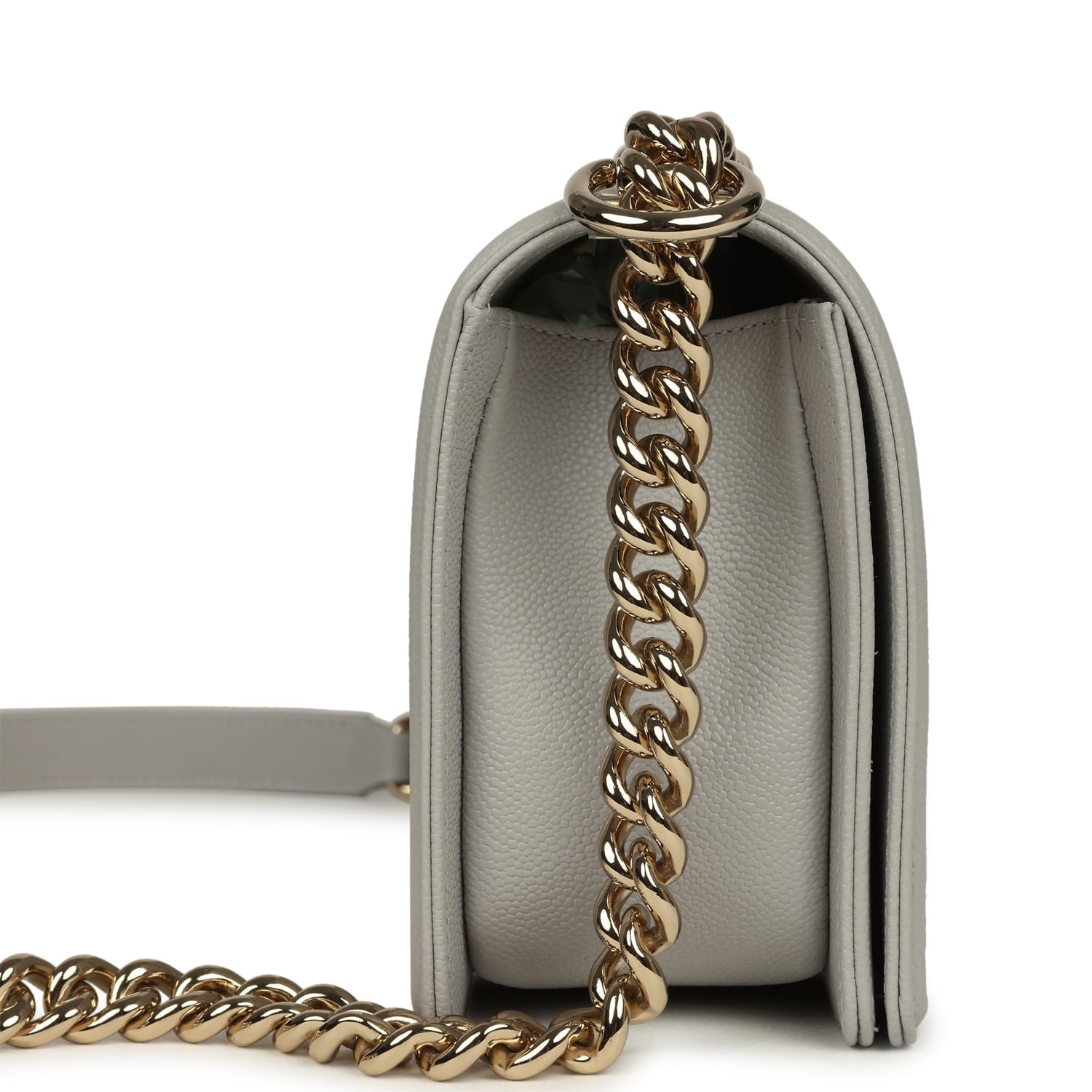 Medium Boy Bag Light Grey Caviar Light Gold Hardware
