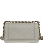 Medium Boy Bag Light Grey Caviar Light Gold Hardware