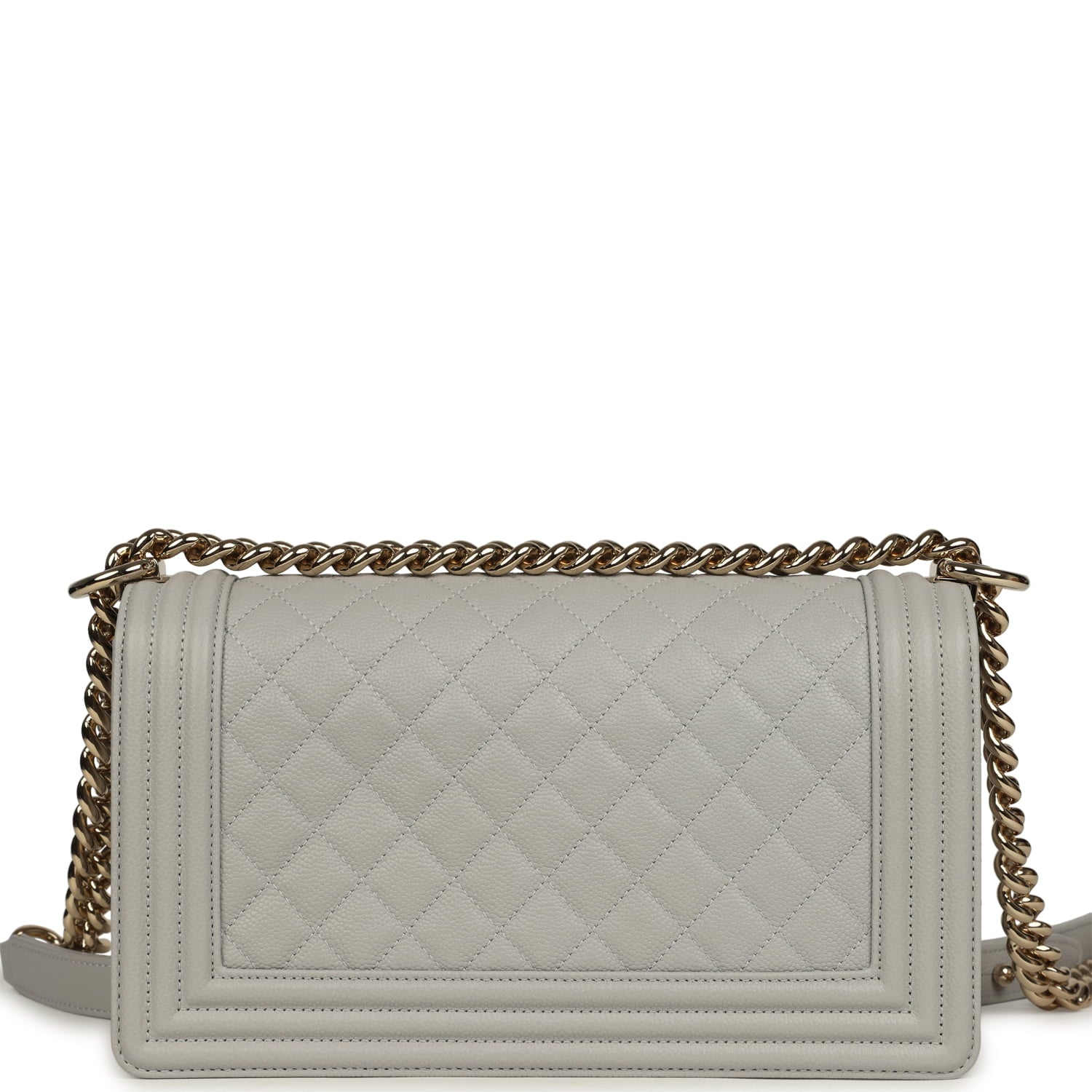 Medium Boy Bag Light Grey Caviar Light Gold Hardware