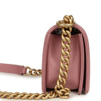 Small Boy Bag Pink Iridescent Lambskin Antique Gold Hardware