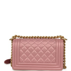 Small Boy Bag Pink Iridescent Lambskin Antique Gold Hardware