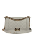 Medium Boy Bag Light Grey Caviar Light Gold Hardware