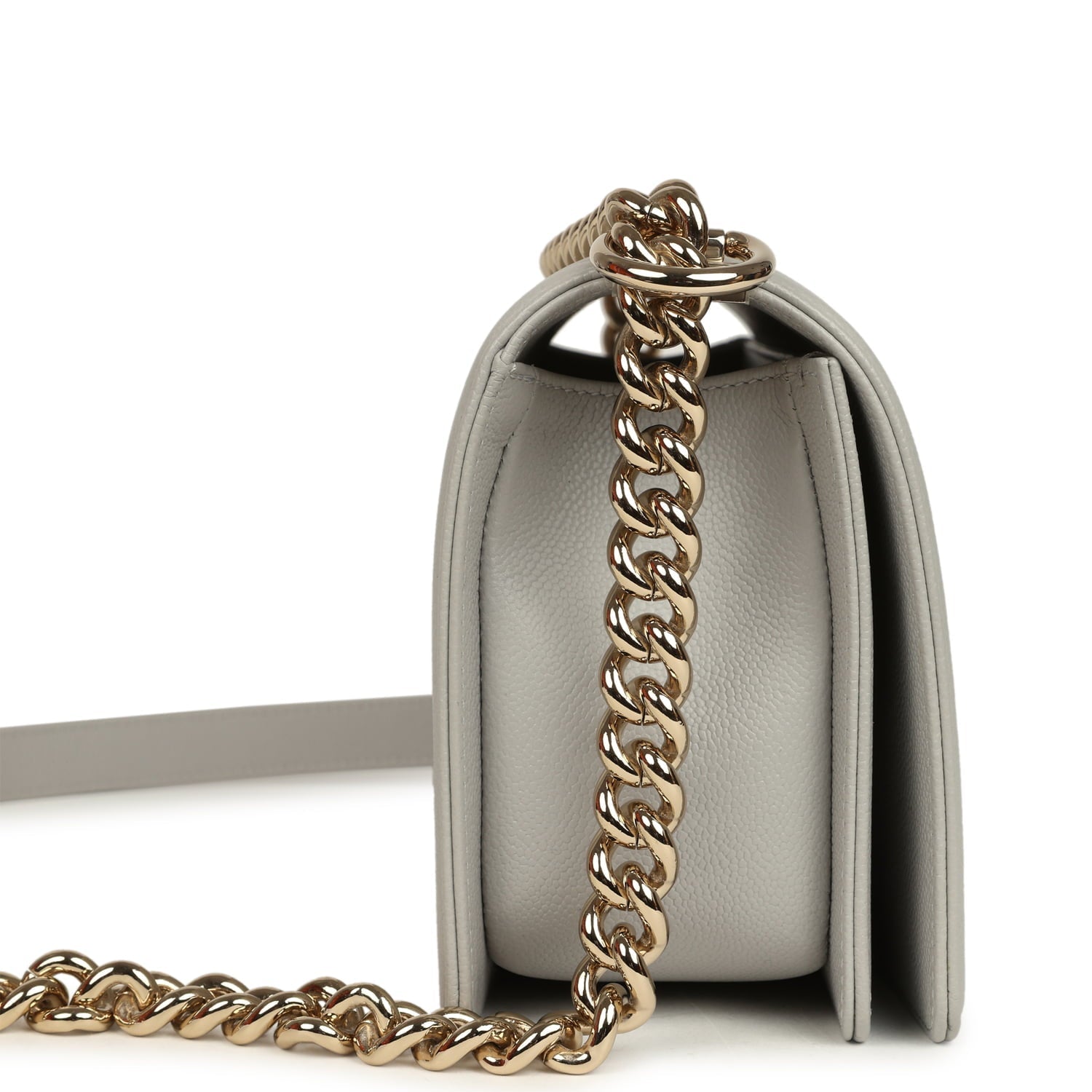 Medium Boy Bag Light Grey Caviar Light Gold Hardware