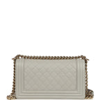 Medium Boy Bag Light Grey Caviar Light Gold Hardware