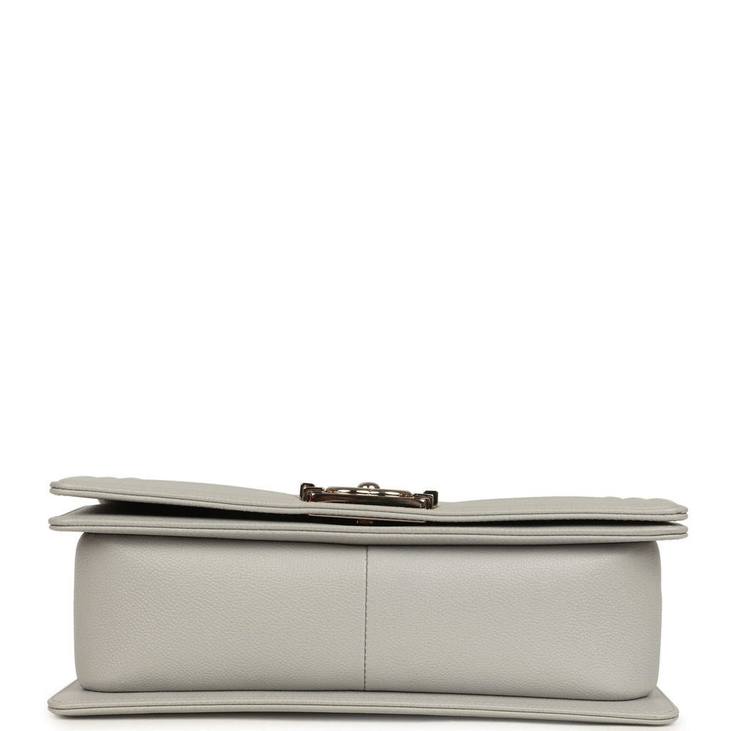 Medium Boy Bag Light Grey Caviar Light Gold Hardware
