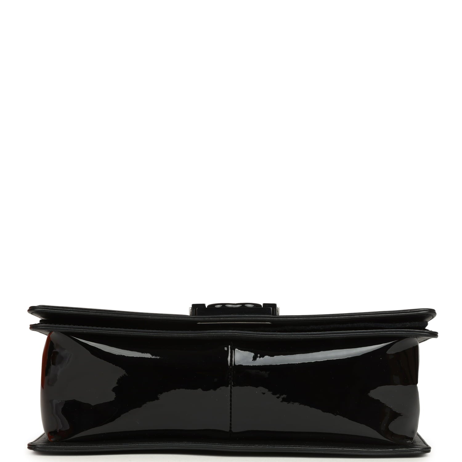 Medium Boy Bag Black Patent Silver Hardware