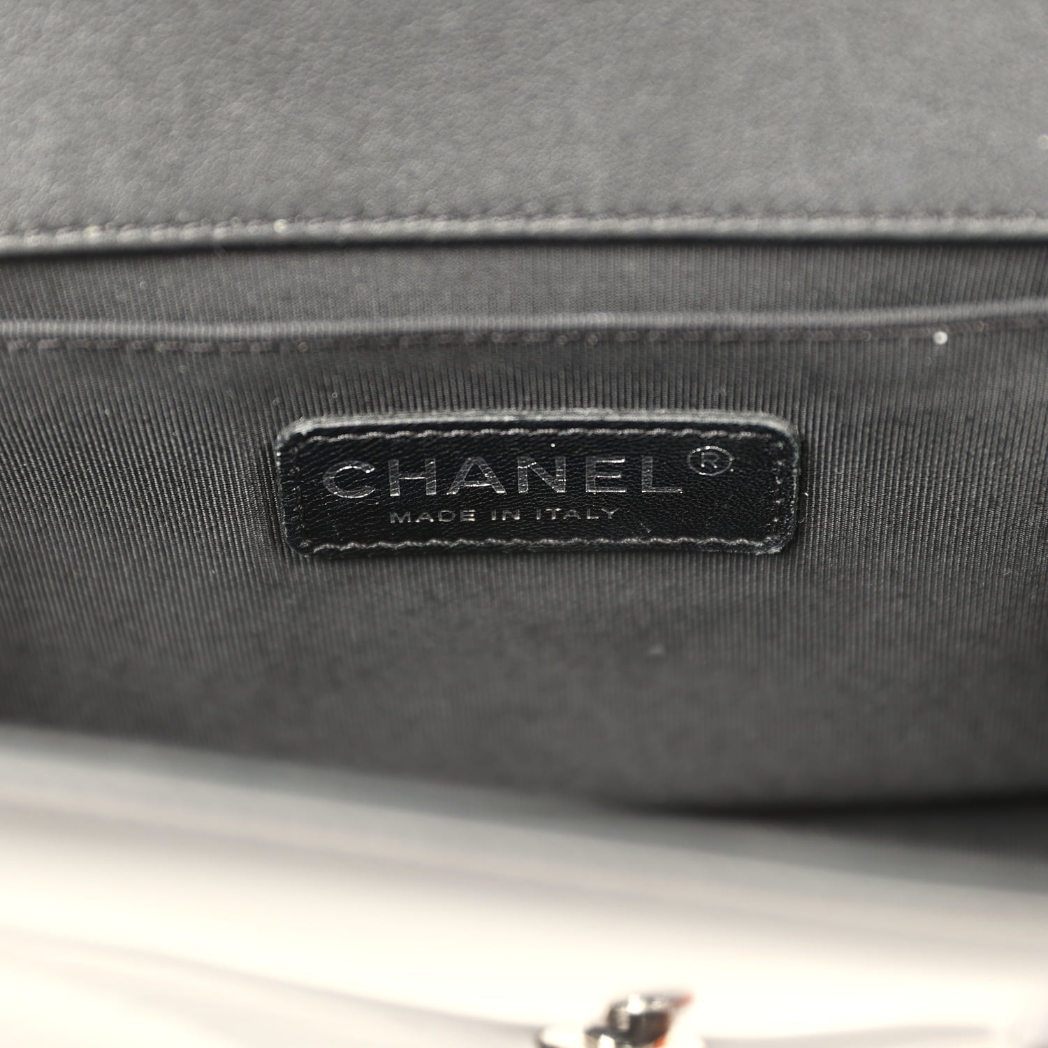Medium Boy Bag Black Patent Silver Hardware