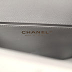 Small Boy Messenger Bag Dark Grey Shiny Caviar Antique Gold Hardware