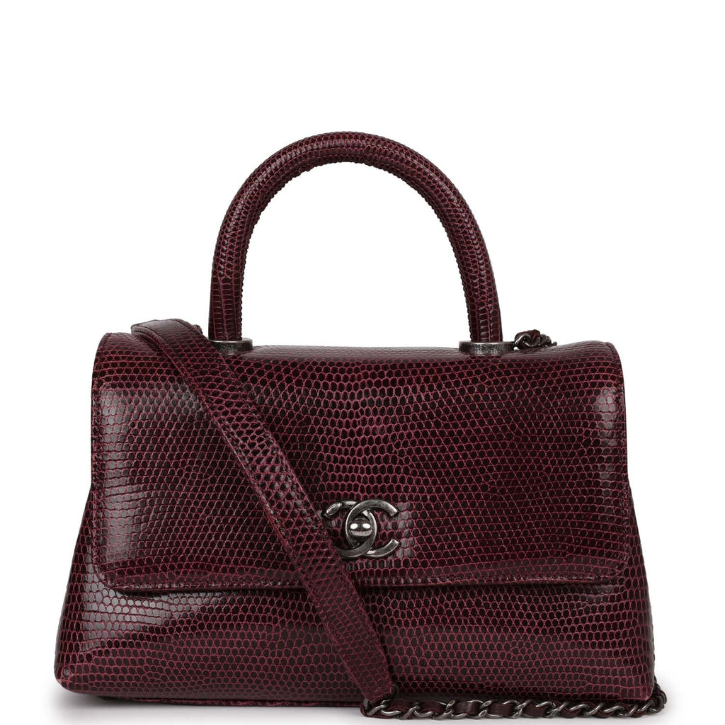 Mini Coco Handle Burgundy Lizard Ruthenium Hardware