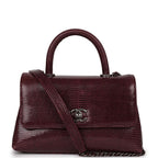 Mini Coco Handle Burgundy Lizard Ruthenium Hardware