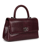 Mini Coco Handle Burgundy Lizard Ruthenium Hardware