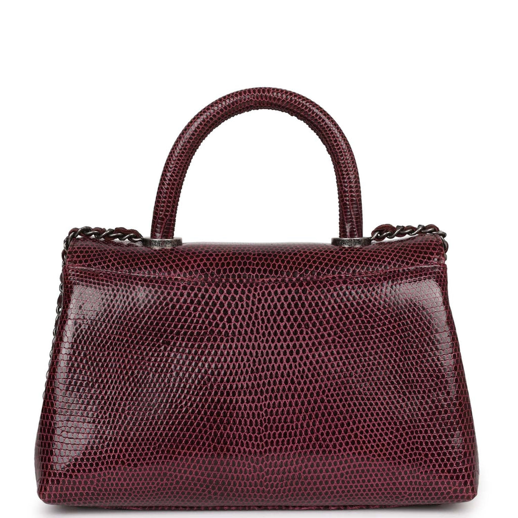 Mini Coco Handle Burgundy Lizard Ruthenium Hardware
