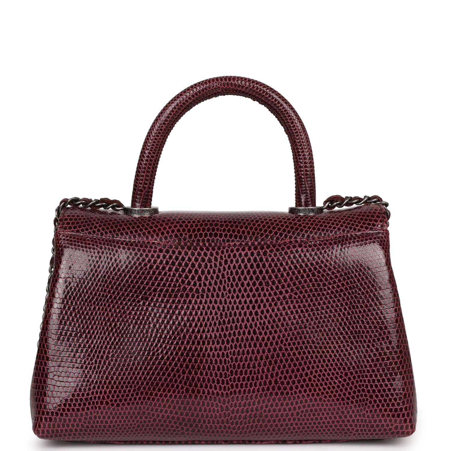 Mini Coco Handle Burgundy Lizard Ruthenium Hardware