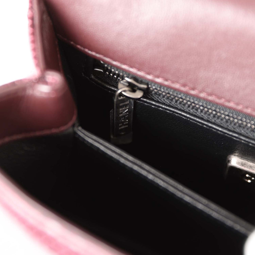 Mini Coco Handle Burgundy Lizard Ruthenium Hardware