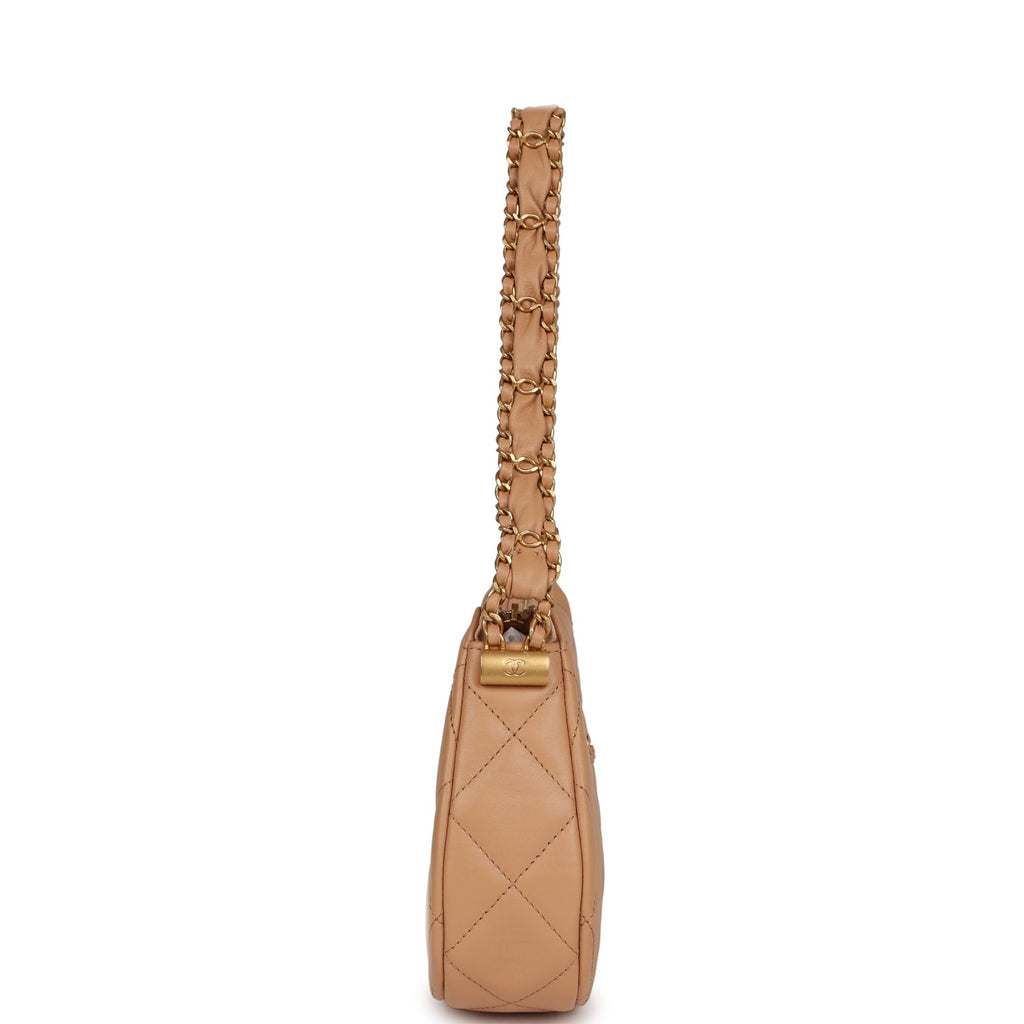 19 Hobo Bag Beige Aged Calfskin Brushed Gold Hardware