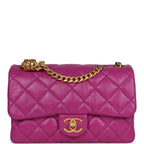 Small Crush Flap Bag Purple Shiny Aged Calfskin Brushed Gold Hardware