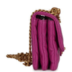 Small Crush Flap Bag Purple Shiny Aged Calfskin Brushed Gold Hardware