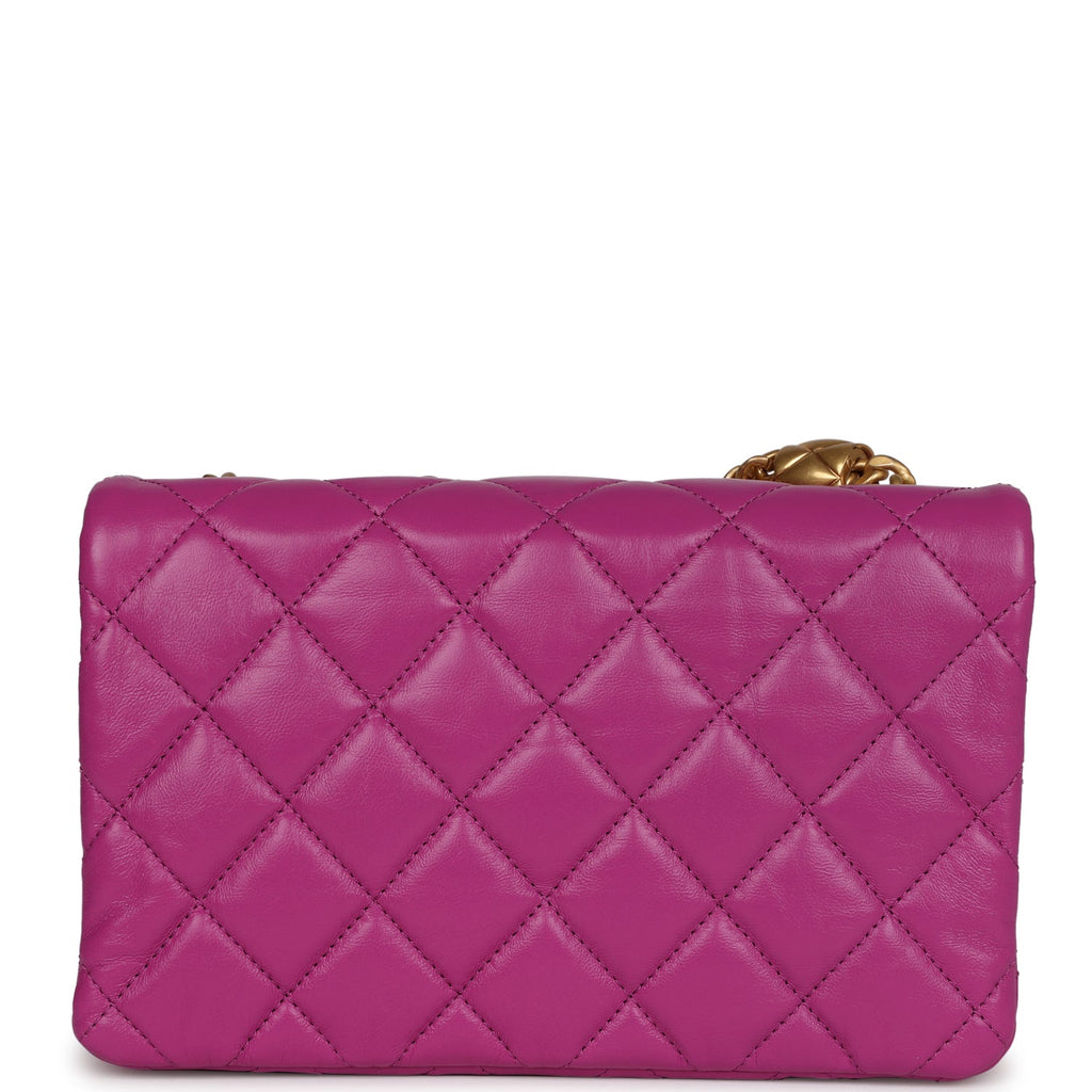 Small Crush Flap Bag Purple Shiny Aged Calfskin Brushed Gold Hardware