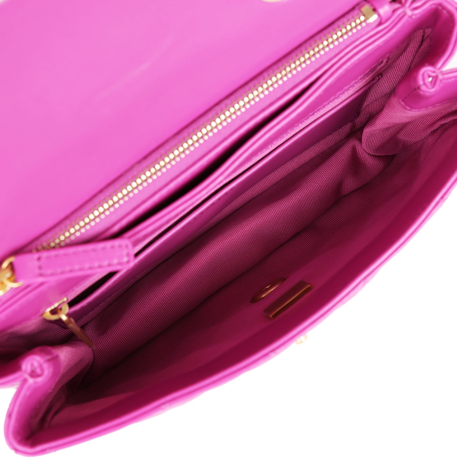 Small Crush Flap Bag Purple Shiny Aged Calfskin Brushed Gold Hardware