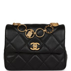 Mini Charms Flap Bag Black Lambskin Brushed Gold Hardware
