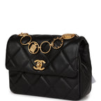 Mini Charms Flap Bag Black Lambskin Brushed Gold Hardware