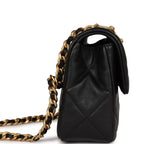 Mini Charms Flap Bag Black Lambskin Brushed Gold Hardware