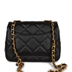 Mini Charms Flap Bag Black Lambskin Brushed Gold Hardware