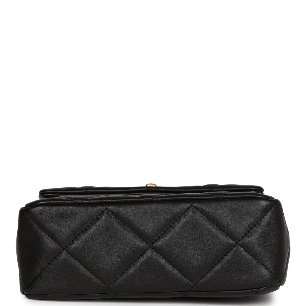 Mini Charms Flap Bag Black Lambskin Brushed Gold Hardware