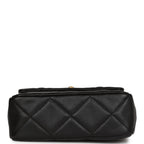 Mini Charms Flap Bag Black Lambskin Brushed Gold Hardware