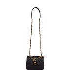 Mini Charms Flap Bag Black Lambskin Brushed Gold Hardware