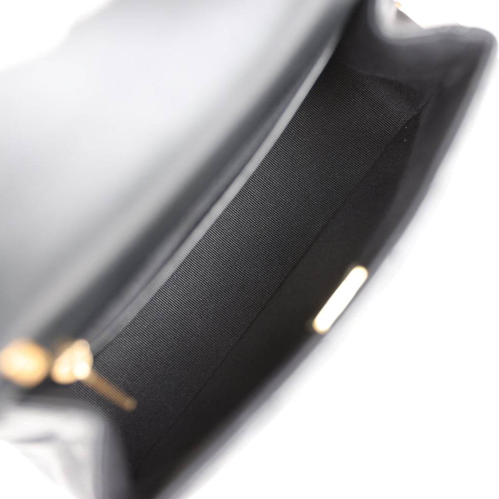 Mini Charms Flap Bag Black Lambskin Brushed Gold Hardware