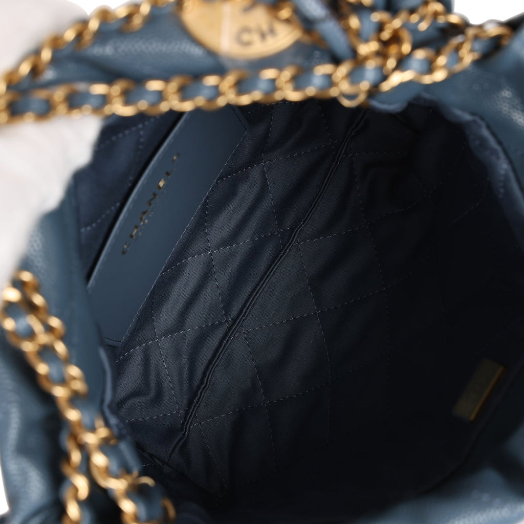 Mini 22 Bag Blue Caviar Gold Hardware