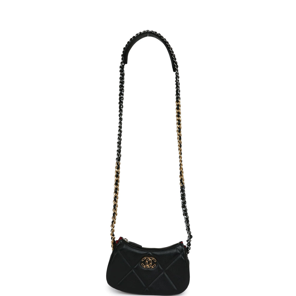 19 Hobo Chain Bag Black Calfskin Mixed Metal Hardware