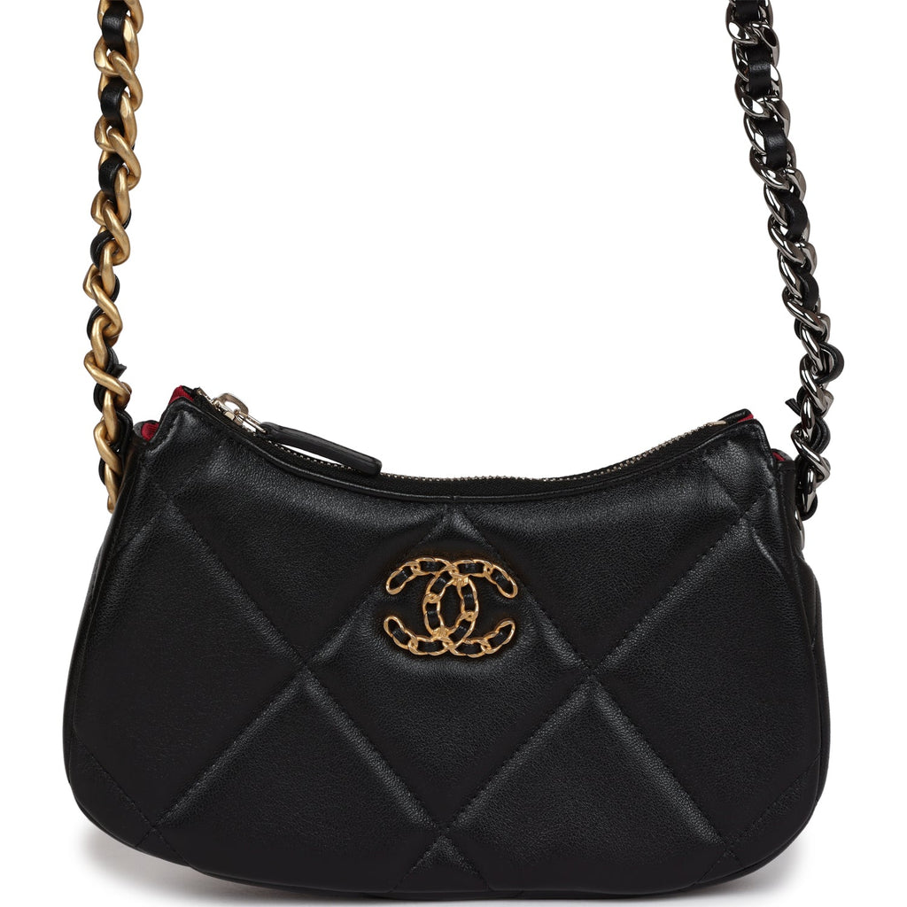 19 Hobo Chain Bag Black Calfskin Mixed Metal Hardware