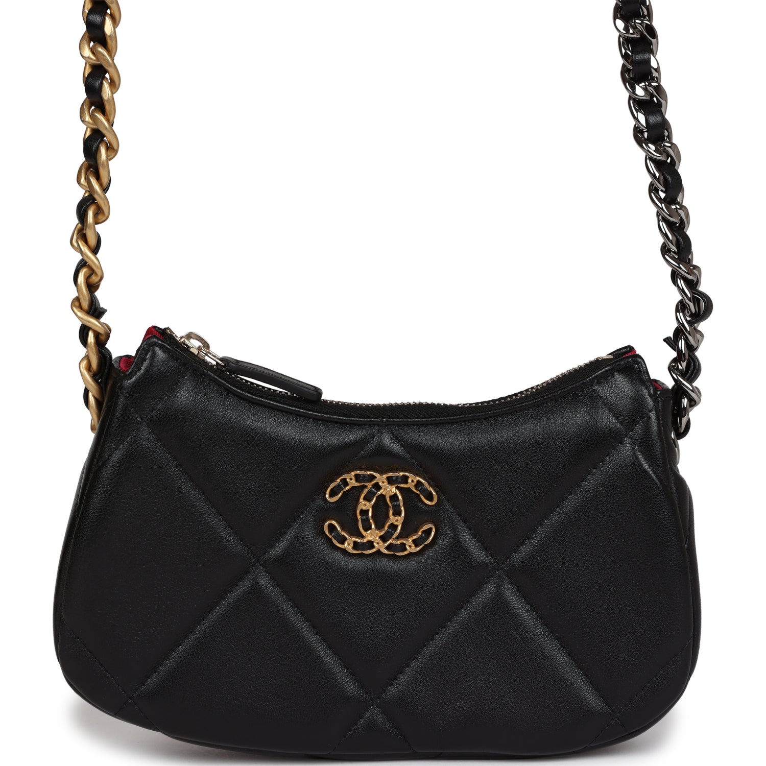 19 Hobo Chain Bag Black Calfskin Mixed Metal Hardware